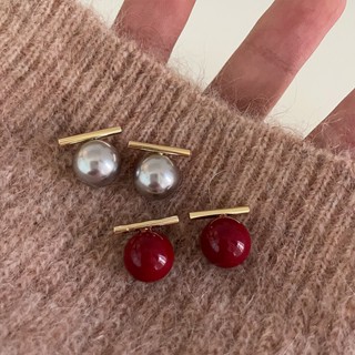 🌟Anya- 極簡風一字金屬珍珠耳環 小眾設計感簡約氣質百搭復古耳環耳飾