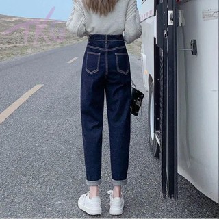 小個子秋冬長褲|刷毛長褲|加絨加厚冬季牛仔褲女大碼鬆緊腰哈倫老爹褲深色顯瘦百搭蘿蔔褲女|秋冬褲裝