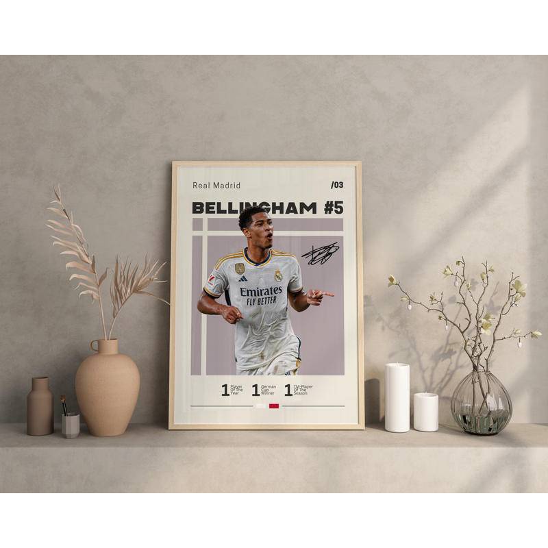 Jude Bellingham 海報,皇家馬德里,足球帆布印刷,足球足球運動海報,送給球迷的禮物,牆壁藝術