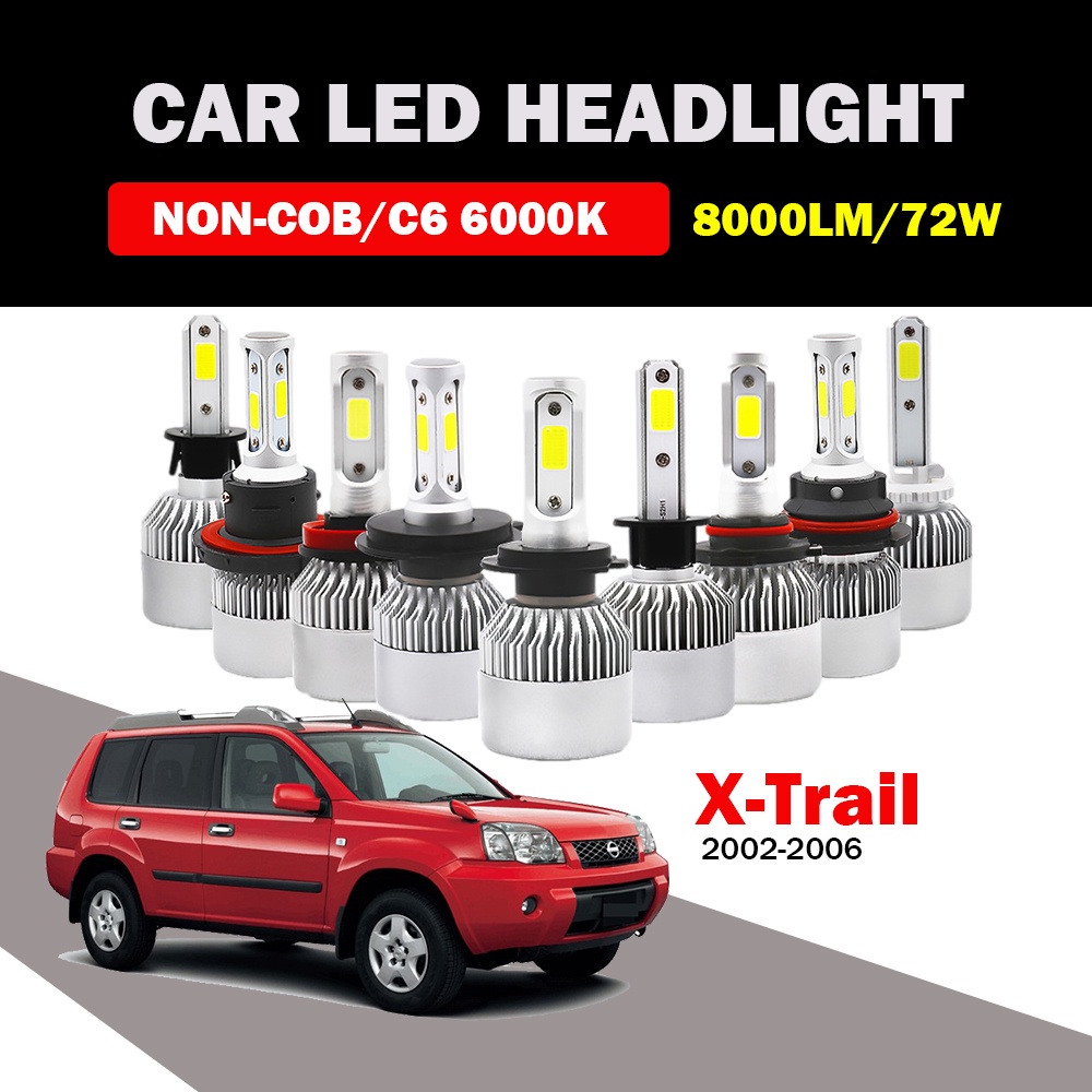[2PCS] 適用於 Nissan X-Trail XTrail 2002-2006 LED 汽車大燈高/低光束燈泡 8