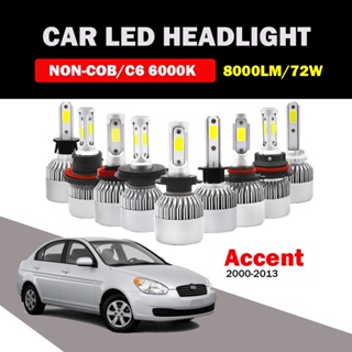HYUNDAI [2PCS] Led 汽車大燈高/低光束燈泡適用於現代雅紳特 2000-2013 8000LM 72W
