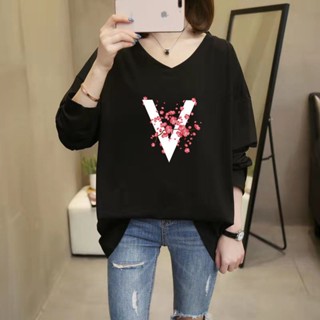 韓版特大碼300斤胖mm寬鬆顯瘦長袖T恤女230學生秋裝百搭上衣潮|顯瘦上衣|長袖t恤|大尺碼女裝上衣|大碼寬鬆上衣