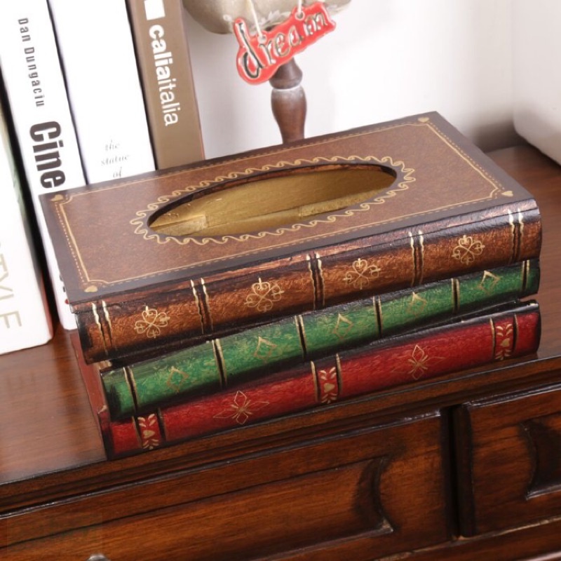 [HOME] 書本造型復古面紙盒 書本面紙盒 衛生紙盒 歐式復古書本造型面紙盒