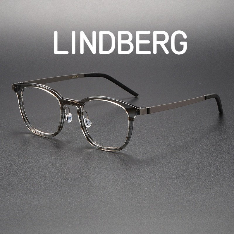 【TOTU眼鏡】復古近視純鈦眼鏡框 透灰色板材眼鏡架LINDBERG林德伯格同款1051網紅無螺絲眼鏡