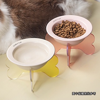 韓國bd同款飛碟碗 貓碗 狗碗 陶瓷罐頭溼糧碗 喝水碗 防黑下巴保護頸椎貓碗 寵物餐桌 寵物碗架 寵物陶瓷碗