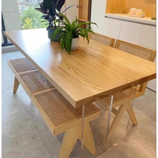 『Royal_Furniture』輕奢亞克力懸浮餐桌白蠟木現代家用書桌小戶型辦公實木大板桌茶桌