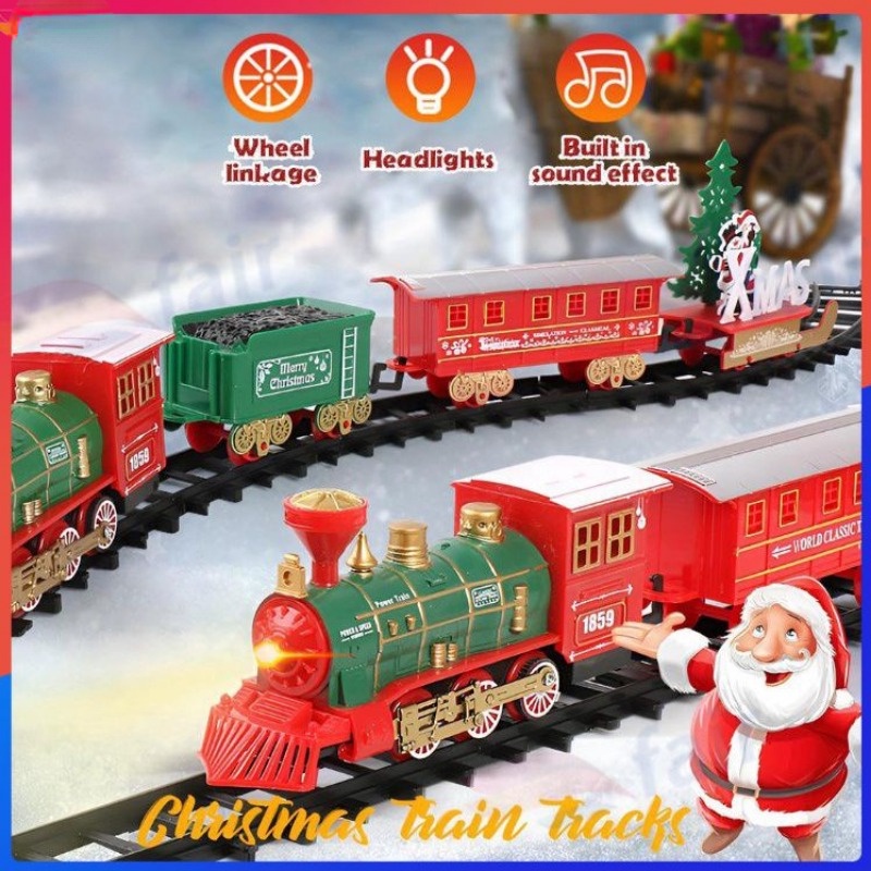 聖誕裝飾電動火車電動玩具兒童建築公路賽車套裝