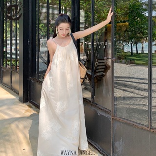 (WAYNA Angel) 古典寬鬆版型中式立體刺繡吊帶裙洋裝