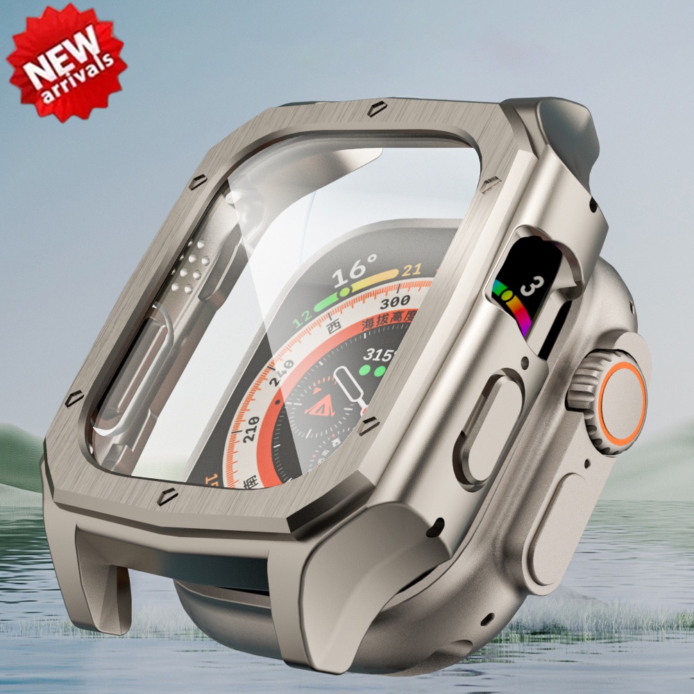 Pc 保護套 + 鋼化膜適用於 Apple Watch Ultra 1 2 錶殼 49 毫米保險槓框架外殼保護套適用於