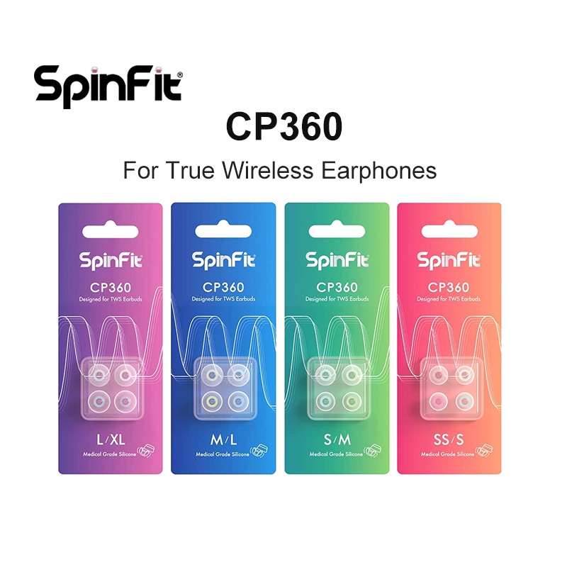 Spinfit CP360 矽膠耳塞適用於真無線藍牙耳機 1 卡/2 對包括兩種尺寸(小/特小)