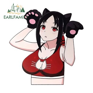EARLFAMILY 13 釐米貓女孩汽車貼紙有趣的防刮露營車摩托車不倒翁後擋風玻璃乙烯基貼花防水卡通圖案