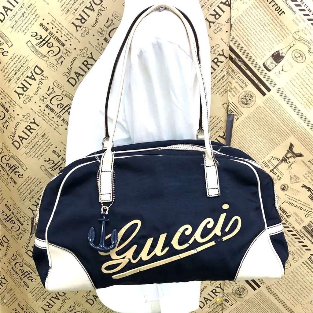 GUCCI 古馳 波士頓包 GG Canvas 帆布 LOGO 運動 mercari 日本直送 二手