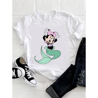 moxuan888女印花服裝女米老鼠衣服上衣迪士尼T恤大尺碼T恤女甜美可愛時尚女士卡通休閒圖案T恤