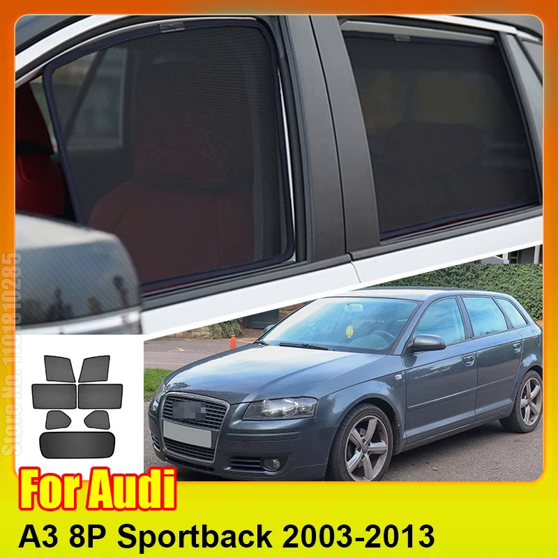 奧迪 A3 8P Sportback 2003-2013 磁性汽車遮陽板配件車窗擋風玻璃罩遮陽簾網狀遮陽板的汽車遮陽板