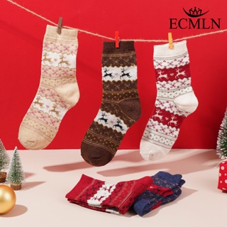 聖誕襪拼色襪金駝鹿雪花兔毛混搭中筒襪聖誕禮物