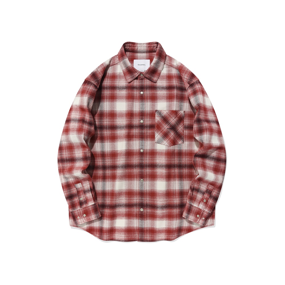 [COVERNAT]  斜格紋襯衫（紅色） [G7]