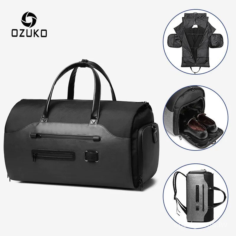 Ozuko 多功能男士西裝收納旅行包大容量行李手提包男防水旅行行李袋鞋袋