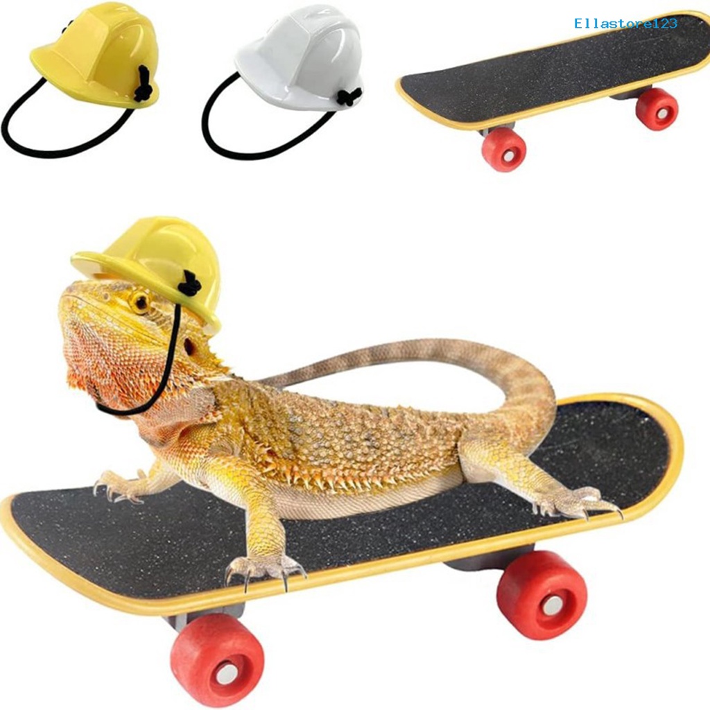 [家有愛寵]寵物頭盔滑板3件套 寵物工程帽安全帽倉鼠蜥蜴鸚鵡玩具
