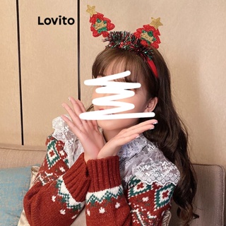 Lovito 可愛素色亮片拼色女髮帶 LFA04180 (紅色/綠色)