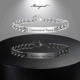 Meaeguet 免費雕刻定製不銹鋼手鍊優質鍍金不銹鋼女士男士嬰兒