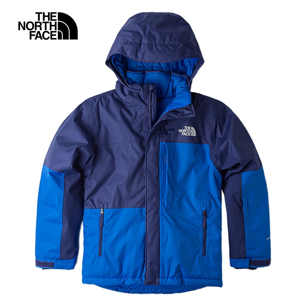 The North Face北面兒童藍色防水透氣保暖連帽鋪棉外套｜82XPI0K