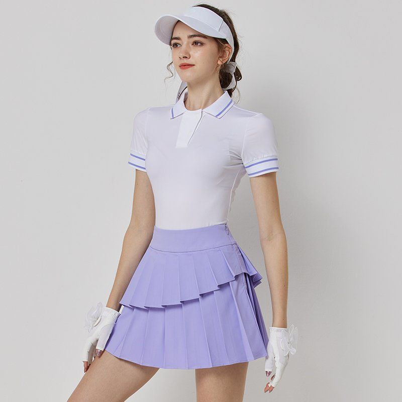 【好品質 新店特惠】高爾夫球裙 高爾夫球衣女 高爾夫服女短裙百褶裙防走光短袖T恤夏季緊身顯瘦女士韓版上衣