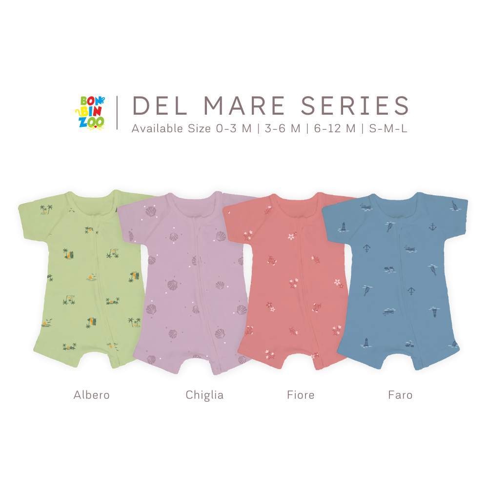 Bonbinzoo DEL MARE 系列嬰兒連體衣拉鍊連身衣 0-3/3-6/6-12 個月