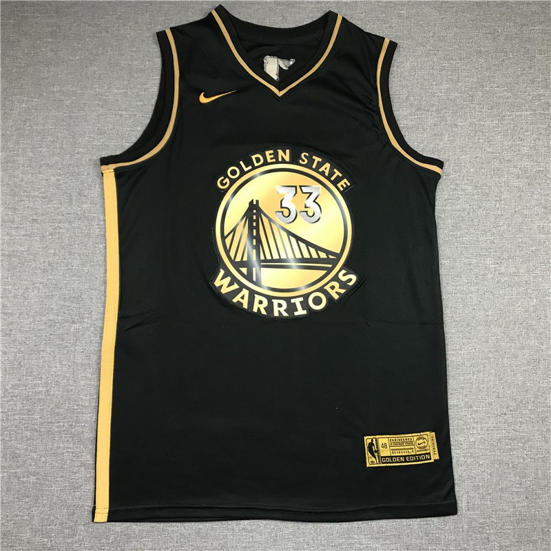 全新 NBA 球衣金州勇士隊 33 號懷斯曼黑金籃球球衣