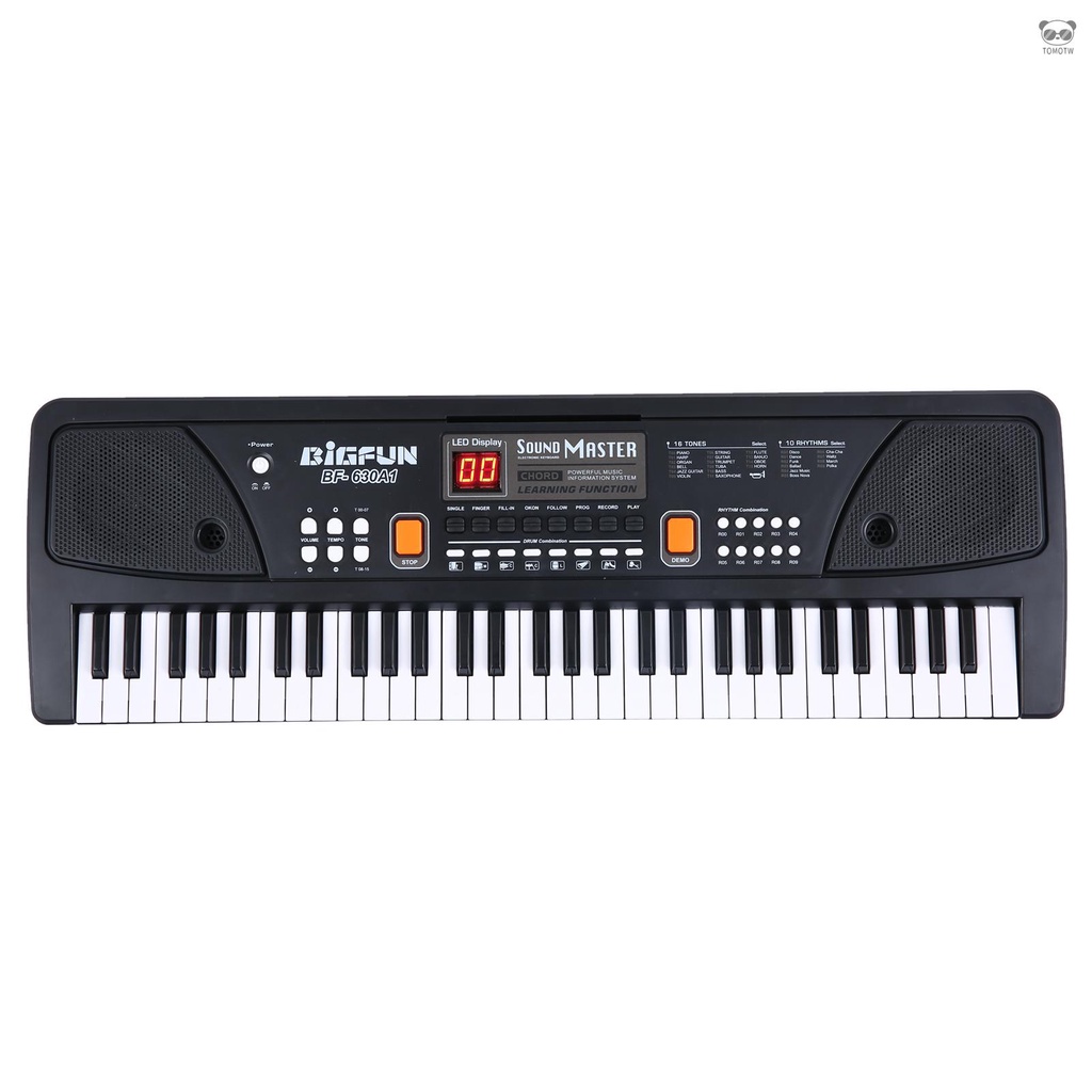 【有頻道】BIGFUN 61鍵兒童電子琴BF-630A1 帶麥克風 雙供電模式 16種音色+10種節奏+6首示範曲+8種
