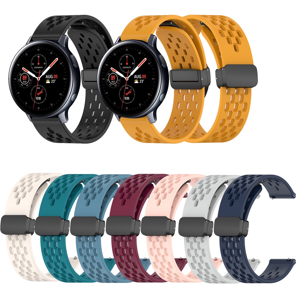 SAMSUNG 適用於三星 Galaxy Watch Active 2 的軟矽膠錶帶磁性扣錶帶