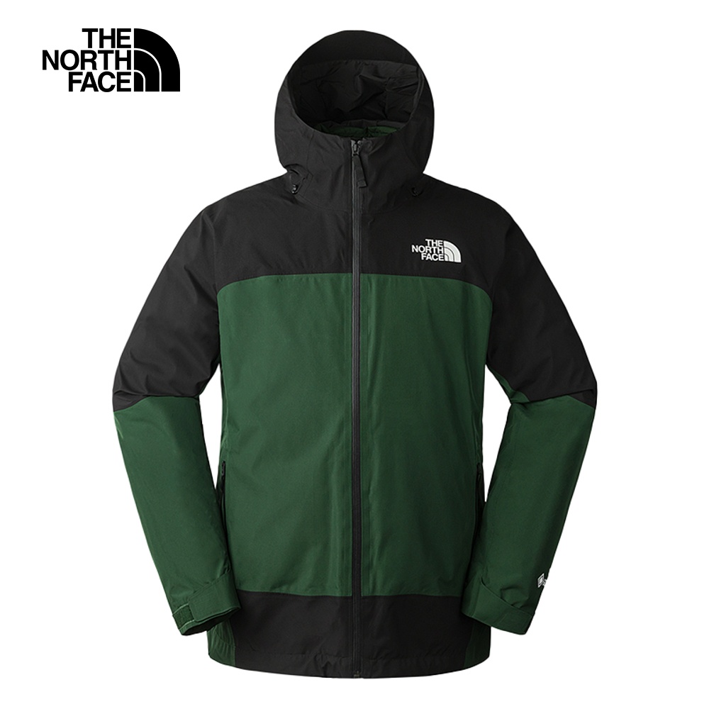 The North Face北面男款綠色防水透氣保暖連帽三合一外套｜83RRKII