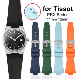 TISSOT 11 毫米 12 毫米矽膠錶帶適用於天梭 PRX 系列錶帶快速釋放橡膠手鍊防水運動腕帶女士男士錶帶配件