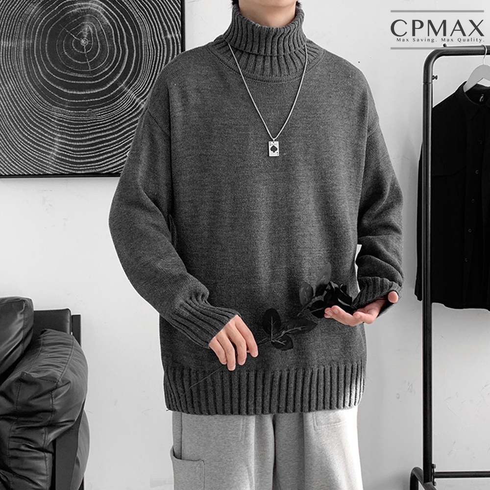 【CPMAX】日系原宿風高領毛衣  潮流寬鬆休閒毛線衣 打底針織衫 針織上衣 高領 男裝【C255】