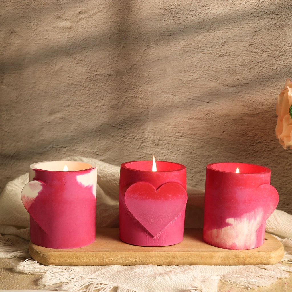 愛心蠟燭杯水泥滴膠模具 diy情人節情侶心形筆筒矽膠模具