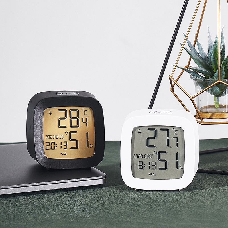 小巧LCD鐘錶 創意床頭鬧鐘 簡約多功能時鐘 溫度溼度學生時鐘 電池鍾 夜光