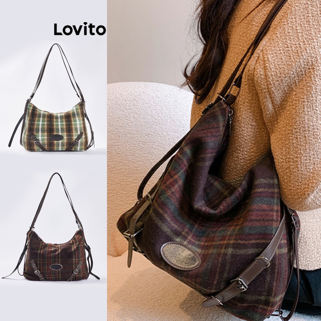 Lovito 女士休閒素色拉鍊口袋背包 L72AD037