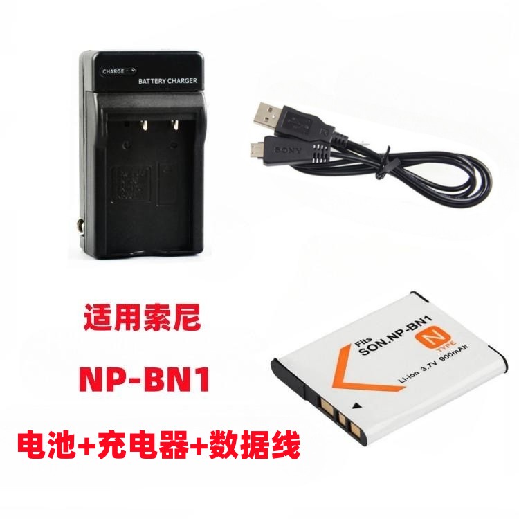 適用索尼DSC-W350 TX66 TX55 T99C W570相機NP-BN1電池+充電器+數據線