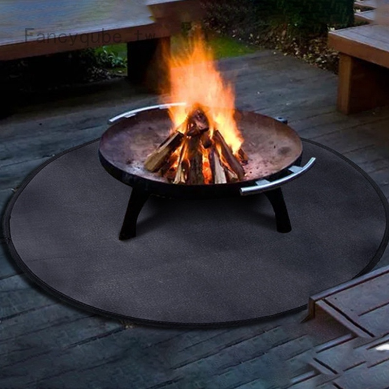 36英寸黑色圓形防火墊 火盆墊燒烤墊 液態矽膠塗層火坑墊