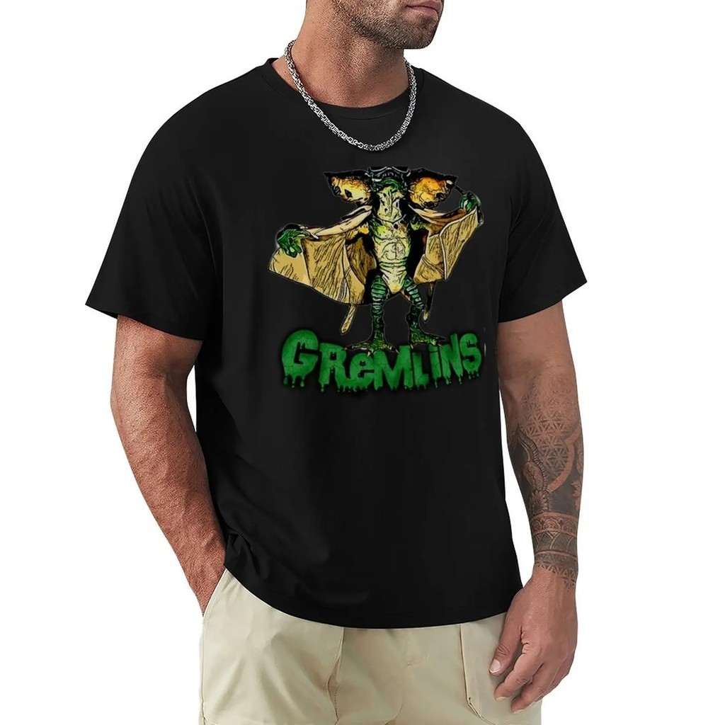 動漫Gremlins小精靈魔怪的祕密圖案印花男士百分百純棉圓領短袖T恤