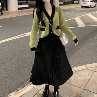 🌟Lovely愛出貨🌟 2024早秋新款韓版寬鬆洋氣v領針織開衫女小香風秋冬毛衣外套百搭
