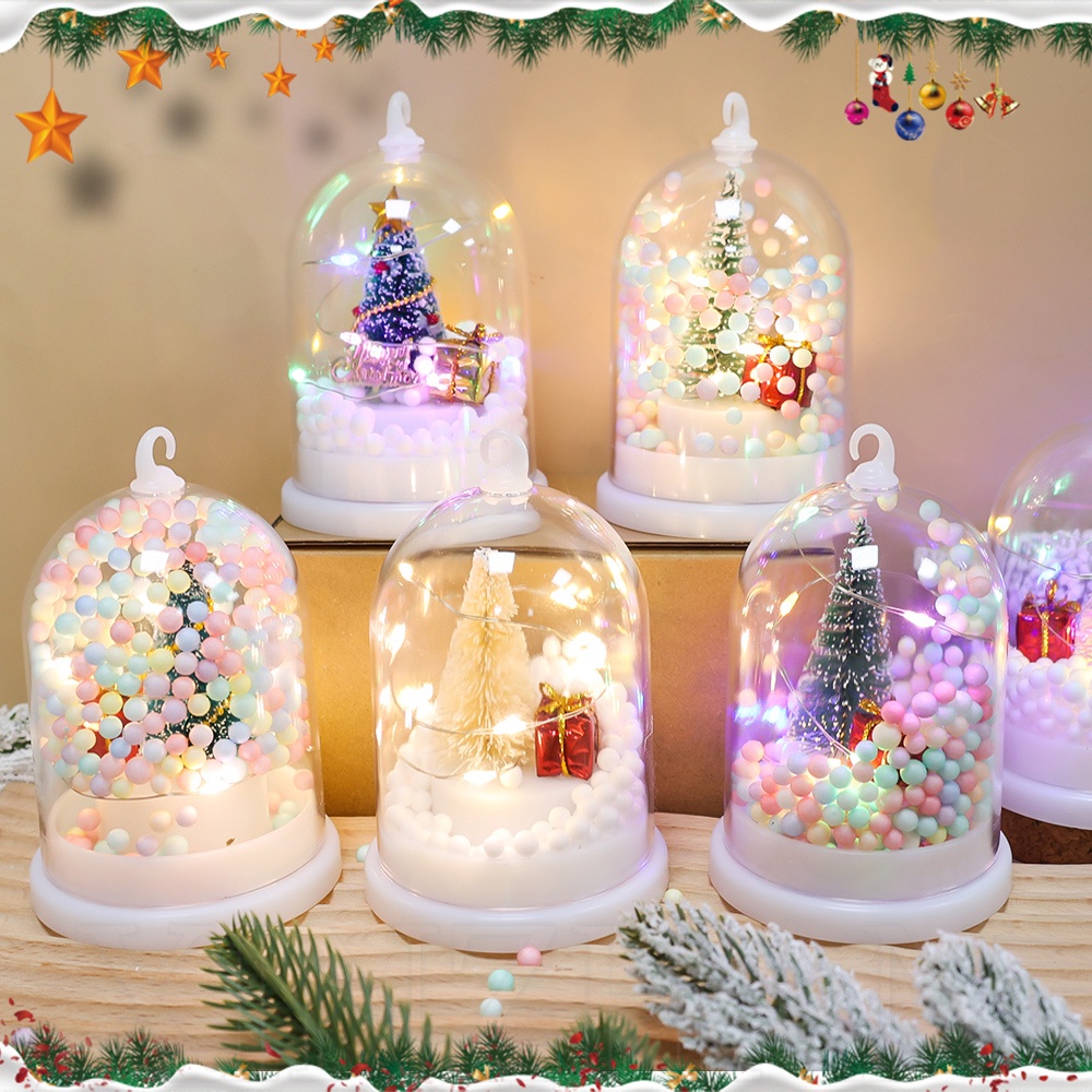 迷你聖誕樹裝飾品 / 家居室內桌面裝飾燈 / 聖誕裝飾 / 聖誕樹微型塑料圓頂帶 LED 燈 / 聖誕派對用品