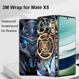 適用於華為 Mate X5 X3 X2 後屏幕保護膜保護膜保護套 3M 包裝彩色啞光貼紙的技術齒輪貼花皮膚