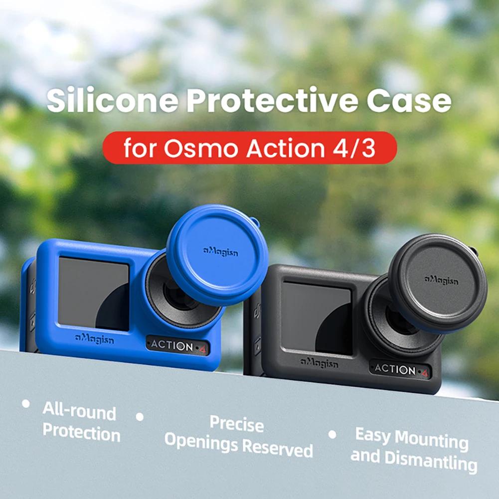 Dji Osmo Action 4 3 矽膠保護套帶鏡頭蓋防刮保護蓋運動相機配件