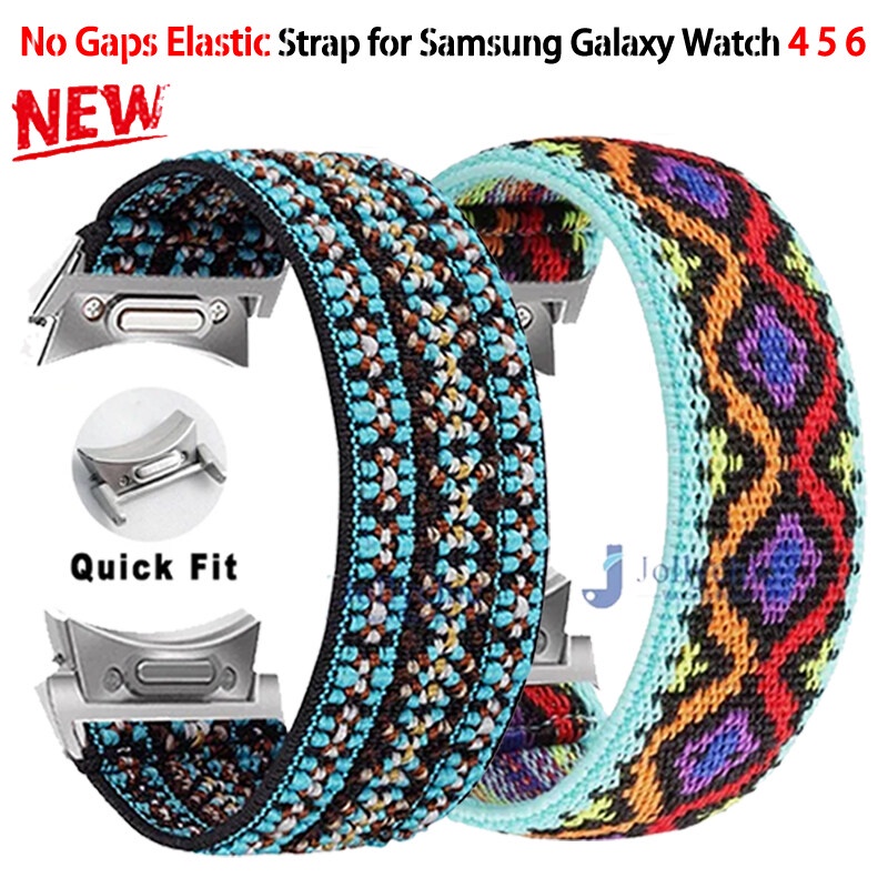 SAMSUNG No Gap 彈性錶帶尼龍髮帶兼容三星 Galaxy watch 6 Classic 47mm 43mm