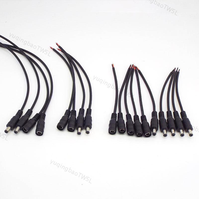 2pin DC 公母線電源尾纖電纜 12V 5.5x2.1mm 連接器適配器插頭用於 LED 燈條 TW5L