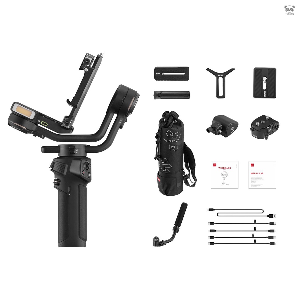 ZHIYUN WEEBILL 3S COMBO 三軸手持相機穩定器 帶補光燈（內置鋰電池）支持PD快充 黑色 套裝