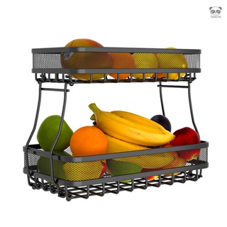 可拆卸雙層水果置物架收納籃 家用水果收納架 黑色