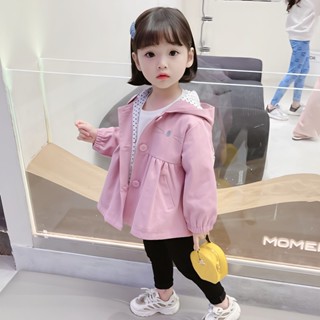 【臺灣出貨】女寶寶外套秋冬女小童連帽風衣2025新款洋氣可愛公主上衣兒童秋裝
