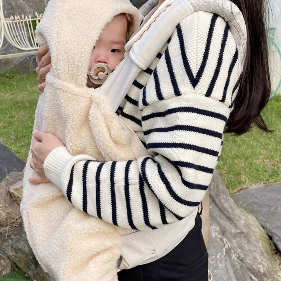韓國冬季寶寶腰凳披風嬰兒背巾抱毯外出加厚保暖斗篷推車蓋毯