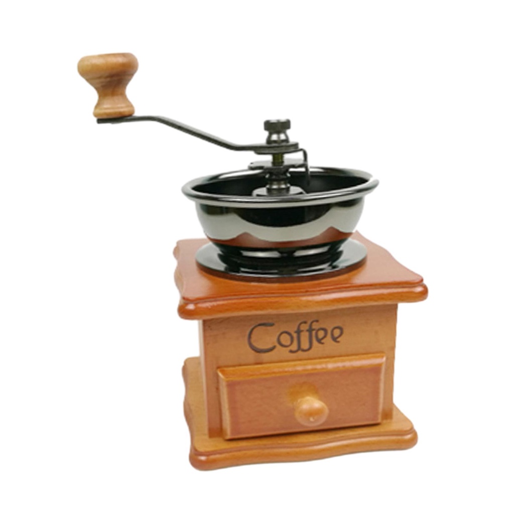 [SimhoaefTW] 穀物手磨咖啡研磨機禮物帶抽屜經典製作網狀咖啡復古木製手磨豆香料